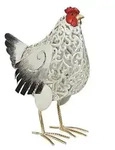 Dehner Metall-Huhn Gundel, ca. B27/H38/T16,5 cm, schwarz-wei&szlig;, Wei&szlig;, Schwarz