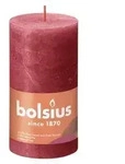 Bolsius Rustik Stumpenkerze Shine, zartes rot, ca. &Oslash;6,8/H13 cm