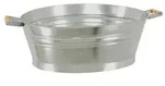 Dehner Zink-Wanne mit Holzgriffen, oval, silber, ca. B55/H19/T42 cm