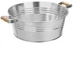 Dehner Zink-Wanne mit Holzgriffen, rund, silber