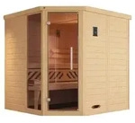 Weka Ecksauna Kemi mit Glast&uuml;r und Fenster, Natur