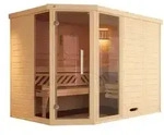 Weka Ecksauna Kemi mit Glast&uuml;r und Fenster, Natur