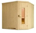 Weka Ecksauna Varberg mit Holzt&uuml;r inkl. Ofen, ca. B194/H199/T194 cm, Natur