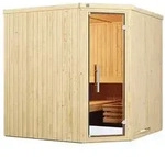Weka Ecksauna Varberg mit Glast&uuml;r inkl. Ofen, ca. B194/H199/T194 cm, Natur
