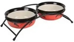 Trixie Keramiknapf-Set mit St&auml;nder, ca. &Oslash;12,5 cm, Rot, Schwarz, Beige
