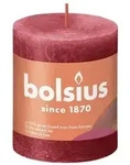 Bolsius Rustik Stumpenkerze Shine, zartes rot, ca. &Oslash;6,8/H8 cm