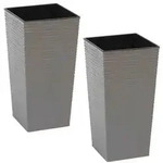 Siena Garden Kunststoff-Topf ECO Nizza, konisch, grau, ca. B25/H46,5/T25 cm, 2er-Set