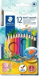 STAEDTLER Wasservermalbare Bunstifte mit Pinsel - 12 Farben