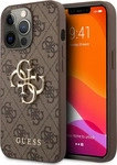 Guess PU 4G Metal Logo Back Cover f&uuml;r Apple iPhone 13 Pro Max - Braun