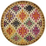 benuta Nest Teppich Casa Multicolor/Beige &oslash; 120 cm - Vintage-Stil Teppich im