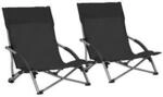 VidaXL Chaises de plage lot de 2 pliables en tissu Oxford noir