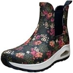 Skechers Stiefeletten Stiefeletten Uno Regen Stiefel Blumen Gummistiefel 177183 BKMT