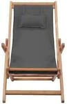 VidaXL Gartenst&uuml;hle Chaise d'ext&eacute;rieur pliable en bois et tissu gris