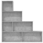 VidaXL Wandregale Biblioth&egrave;que Bois d'ing&eacute;nierie Gris b&eacute;ton 6 &eacute;tag&egrave;res