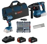 Bosch 18V-Set Schraubendreher + Schlagbohrer-Set, 2 x Akku, Schnellladeger&auml;t,