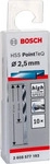 Bosch Metallspiralbohrer HSS PointTeQ, DIN 338, 2,5 mm, 10er-Pack Gesamtl&auml;nge mm: