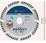 Bosch PRO Multi Material Diamanttrennscheibe, 150 x 22,23 mm Paketinhalt: