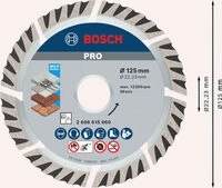 Bosch PRO Multi Material Diamanttrennscheibe, 125 x 22,23 mm Durchmesser mm: