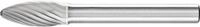 Hartmetall-Fr&auml;sstift mit 6-mm-Schaft, Flammenform B, Zahnung 3 Form: B 0820|Kopf-&Oslash;: