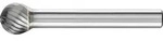 Hartmetall-Fr&auml;sstift mit 6-mm-Schaft, Kugelform KUD, Zahnung 3 Form: KUD