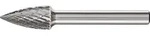 Hartmetall-Fr&auml;sstift mit 6-mm-Schaft, Geschossform SPG (Spitzbogen), Zahnung 3 PLUS