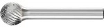 Hartmetall-Fr&auml;sstift mit 6-mm-Schaft, Kugelform KUD, Zahnung 3 PLUS Kopf-&Oslash;: 12