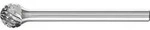 Hartmetall-Kleinfr&auml;sstift mit 3-mm-Schaft, Kugelform KUD, Zahnung 4 Form: KUD