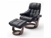 MCA furniture Calgary XXL Relaxsessel mit Hocker, schwarz/walnuss
