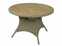 Garden Pleasure Tisch BASTIA, rund, Teak-Look Alu / Non-Wood / Kunststoffgeflecht