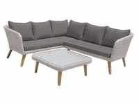 Garden Pleasure Lounge-Set PAMPLONA, grau Alu / Kunststoffgeflecht / Akazie FSC 100%