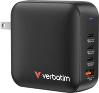 Verbatim 32216, Verbatim Mini GaN 165W 4-in-1 Power Adapter USB-A und USB-C schwarz