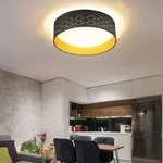 LED Deckenleuchte Deckenlampe Wohnzimmerleuchte, Sterneneffekt, Textil schwarz gold,