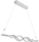 Pendellampe H&auml;ngelampe H&auml;ngeleuchte geschwungenes Design, Glaskristalle, chrom,