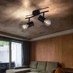 Decken Lampe K&auml;fig Spots Ess Zimmer Leuchte Licht-Schiene verstellbar schwarz