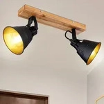 Decken Strahler Vintage Spot Leuchte verstellbar Wohn Zimmer Holz Lampe schwarz