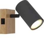Wandlampe Wandleuchte Holzlampe Wohnzimmerlampe braun, mit verstellbarem Spot,