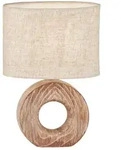 Tischleuchte Beistelllampe Nachttischlampe Tischlampe Beige Keramik Holzfarbe