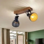 Deckenleuchte Deckenlampe verstellbar Spotleuchte schwarz gold Holz L30 cm