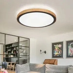 Deckenleuchte CCT Deckenlampe Schlafzimmer Landhausstil Holzleuchte, Holzoptik...