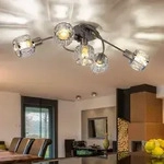 Decken Leuchte Arme gebogen Glas Kristall Wohn Ess Zimmer Lampe Chrom Strahler...