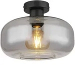 Deckenlampe Deckenleuchte Wohnzimmerleuchte Esszimmerlampe, Retro Metall schwarz Glas