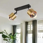 Deckenleuchte Deckenlampe Spots beweglich Messing Glas Rauchfarbe L 26 cm