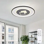 Deckenlampe Wohnzimmerleuchte dimmbar LED Fernbedienung graphit wei&szlig; DxH 50x10cm