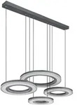 H&auml;ngelampe Pendel Leuchte dimmbar LED Fernbedienung 4 Ringe anthrazit wei&szlig; H 120cm