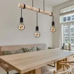 H&auml;ngelampe Holzlampe Strahler Deckenlampe schwarz Pendelleuchte 3 Flammig, Metall