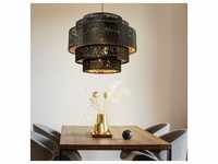 Decken Hänge Lampe schwarz Pendel Design Leuchte gold Wohn Zimmer Beleuchtung Textil