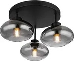Lampenschirm Rauchglas Deckenleuchte Deckenlampe schwarz Retro, 3 flammig, Metall
