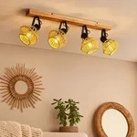 Deckenleuchte Holzoptik Hanfseil Spotlampe schwenkbar Spotleiste Wohnzimmer,...