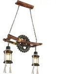 Steampunk Lampe H&auml;ngelampe Vintage Industrial Pendelleuchte Holz Metall, Laternen