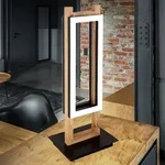 Tischleuchte Holzleuchte Schlafzimmer Tischlampe Vintage, 2 flammig, Metall schwarz
